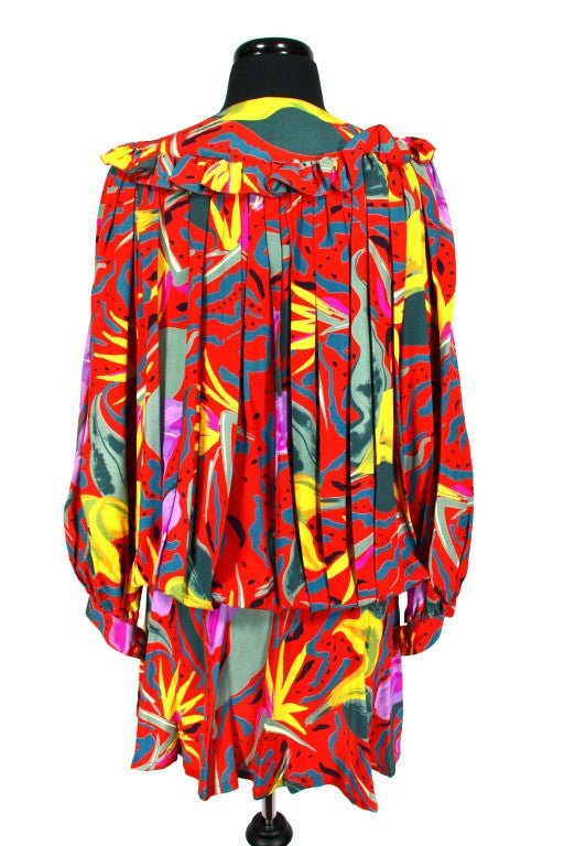 Ungaro Vintage Multi-Color Silk Skirt Suit 1