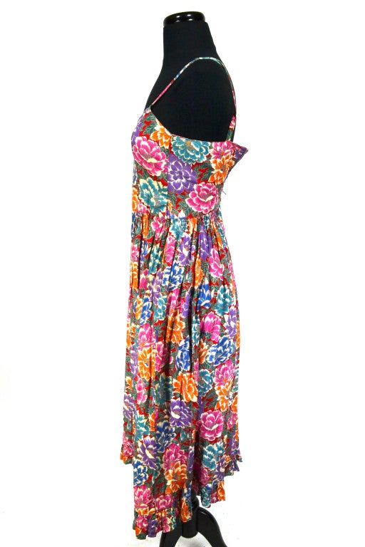 Women's Ungaro vintage multi-color floral print cotton dress