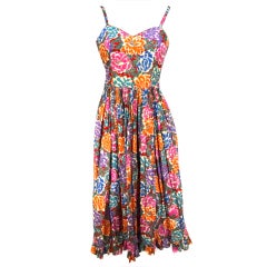 Ungaro vintage multi-color floral print cotton dress