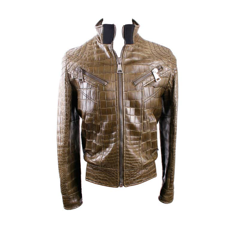 DOLCE and GABBANA Olive Green Crocodile Leather Jacket, 1 of 4 Made For ...