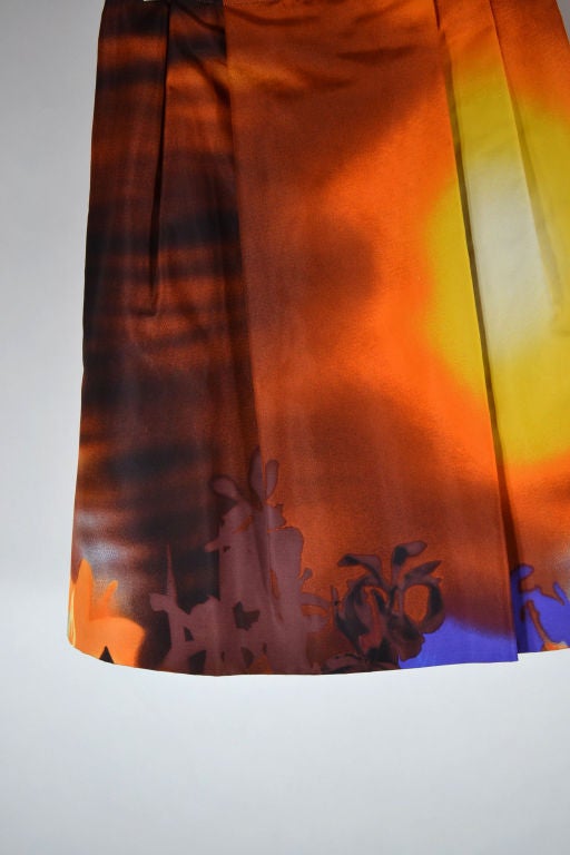 Orange silk floral sunset skirt. Tie Dye Collection Fall 2004.