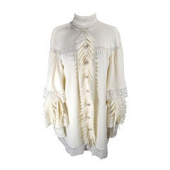 Chanel Couture Cream Silk and Nylon Bell Sleeve Mini Dress