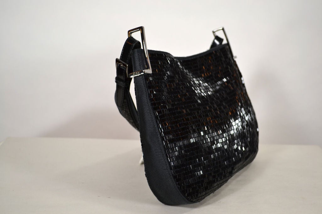 Black silk beaded bag with beaded shoulder strap. TOM FORD era.