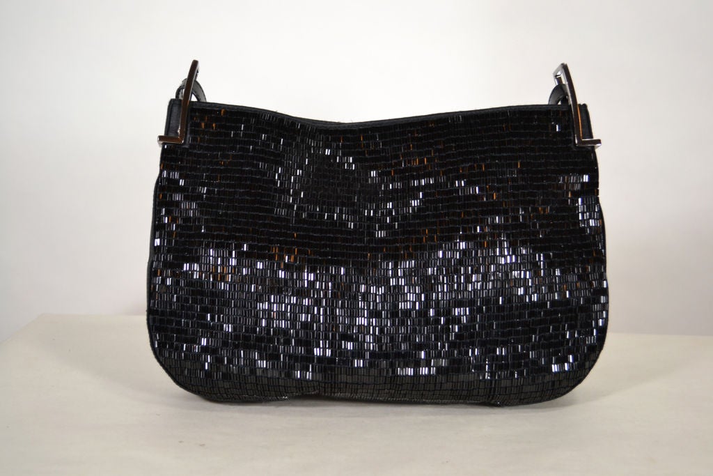 Gucci  Black Silk Beaded Bag 3