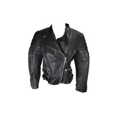 Celine Black Leather Motorcycle Jacket