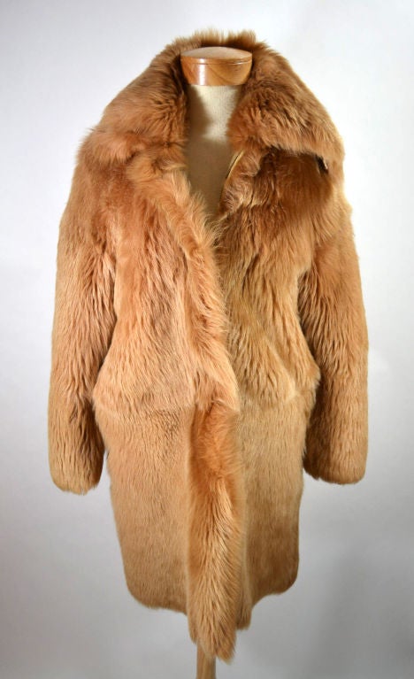 Beautiful tan shearling coat with cupro and leather lining