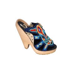 Stella McCartney Beaded Sandals with Wooden Wedge.