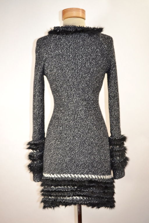 Chanel Gray and White Tweed Dress 1