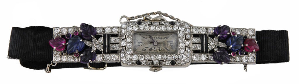 TUTTI  FRUTTI Art Deco Gems and Diamond Set Watch