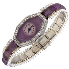 Lilac Pate de Verre Edwardian Diamond Watch