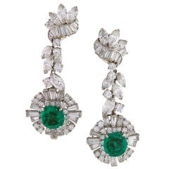 OSCAR HEYMAN Emerald and Diamond Earrings