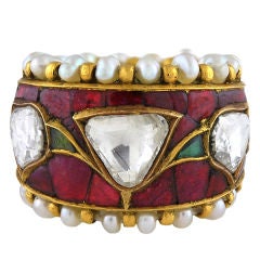 Diamond, Rubies, Emerald and Pearl  Ring