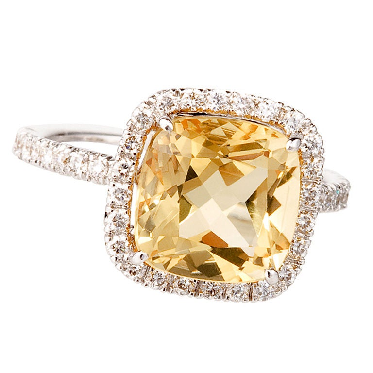 Carnival Citrine and Diamond Ring For Sale