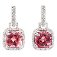 Carnival Pink Tourmaline and Diamond Earrings