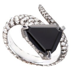 Triangular Black Diamond  Snake Ring