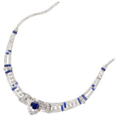 Antique Art Deco Sapphire and Diamond Necklace
