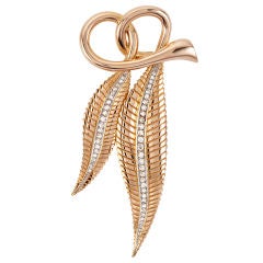 Diamond and Gold Leaf Brooch