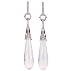 White
Black Diamond And Moon Quartz Drop Earrings White
Black Diamond And Moon Quartz Drop Earrings