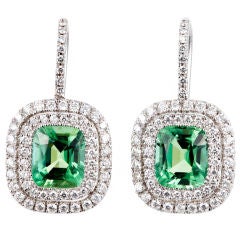 Diamond And Tourmaline Double Cluster Earrings