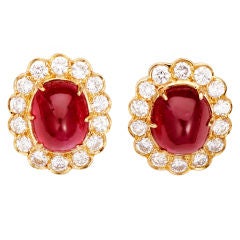VAN CLEEF AND ARPELS Ruby and Diamond Earclips