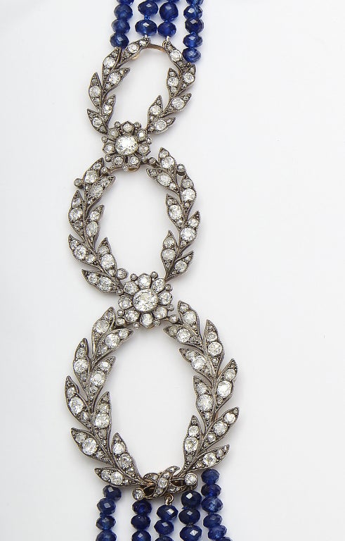 Women's Exceptional Sapphire & Diamond Necklace For Sale