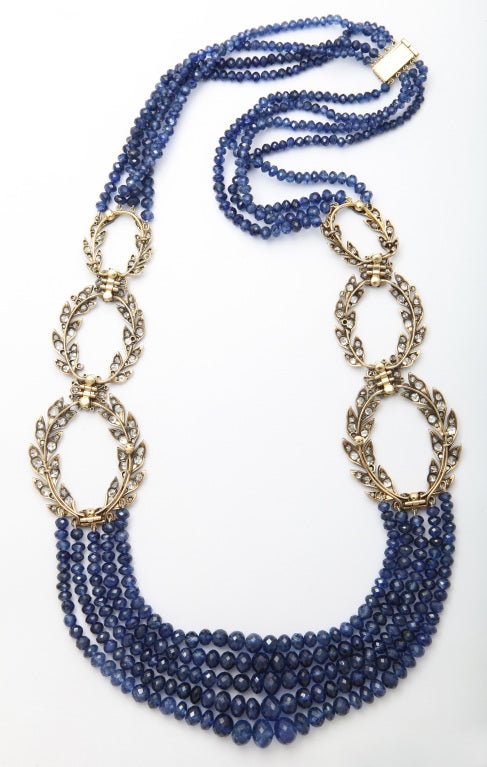 Exceptional Sapphire & Diamond Necklace For Sale 2