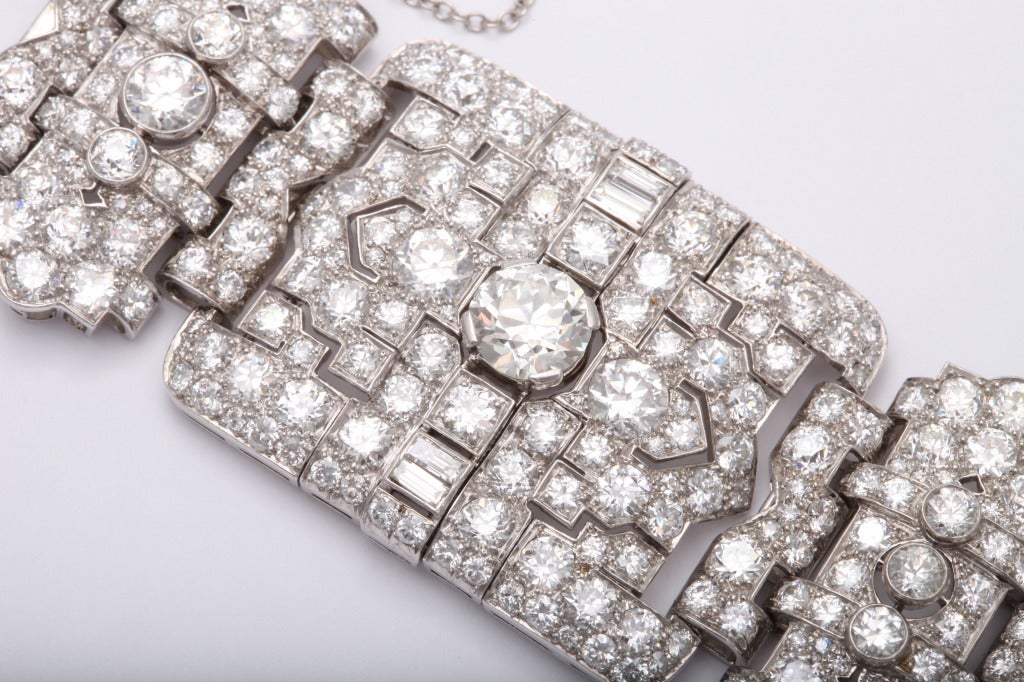 Women's Magnificent Wide Art Deco Diamond Bracelet