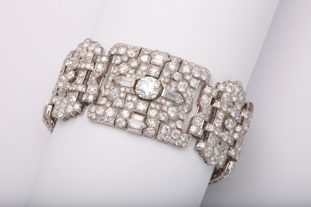 Magnificent Wide Art Deco Diamond Bracelet 1