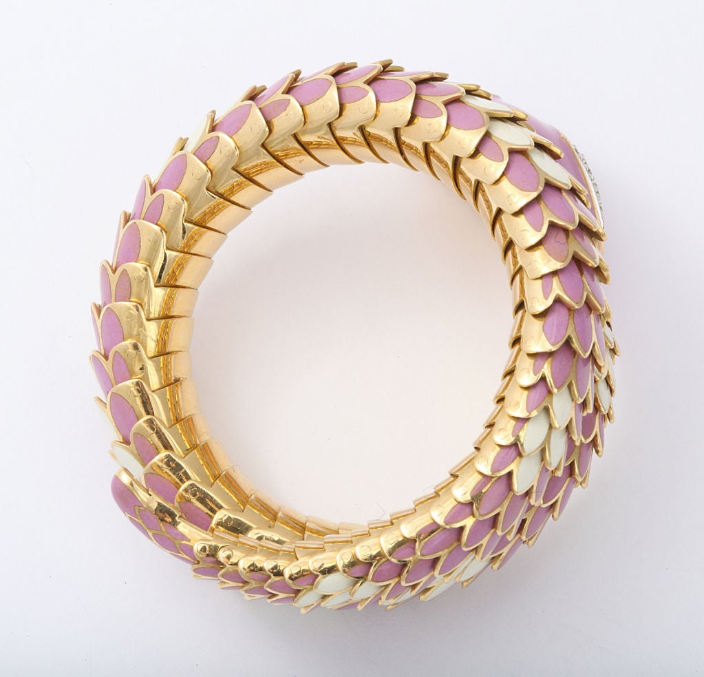 Women's SABBADINI Gold Enamel Snake Bracelet