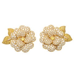 VAN CLEEF & ARPELS  Flower Diamond Earrings.