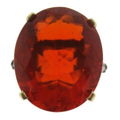 Important Fire Opal Diamond Ring.