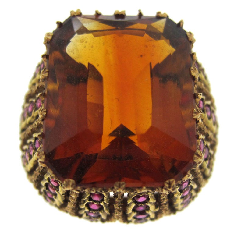 BUCCELLATI Imperial Citrine & Ruby Ring. For Sale