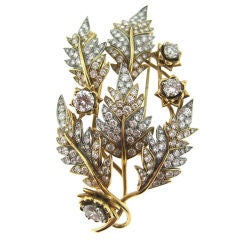 TIFFANY- SCHLUMBERGER Gold and Diamond Leaf Brooch