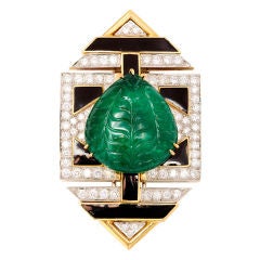 DAVID WEBB Mughal Emerald & Diamond Pendant Brooch
