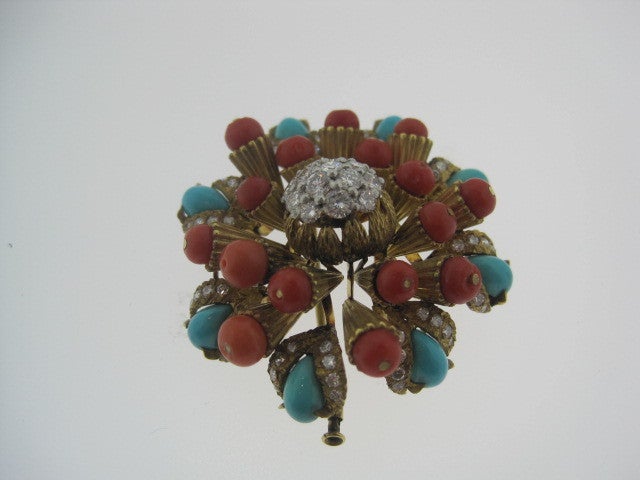 TIFFANY Multi Stone Diamond Brooch