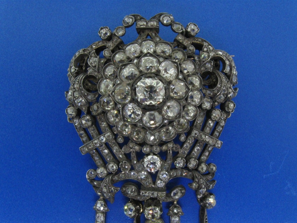 Women's Victorian Diamond Stomacher Brooch For Sale