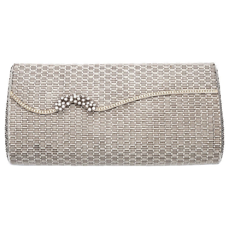 White Gold and Diamond Clutch Bag