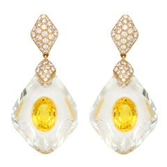 CARTIER Diamond, Sapphire & Rock Crystal Earrings