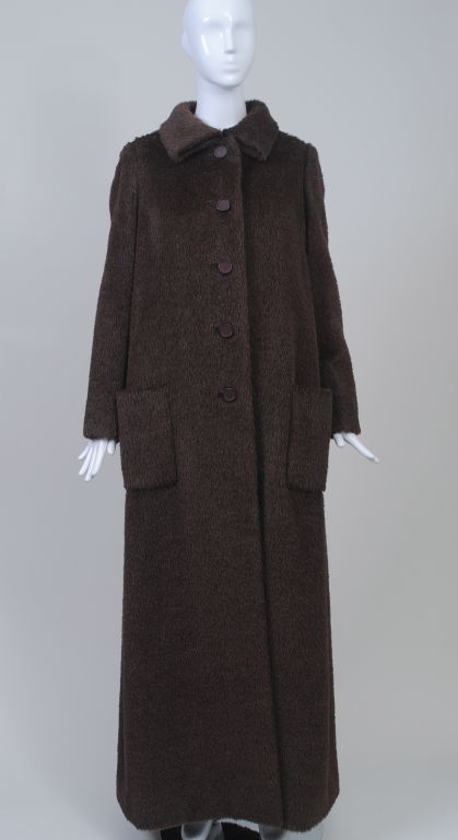 NORELL BROWN MOHAIR MAXI COAT
