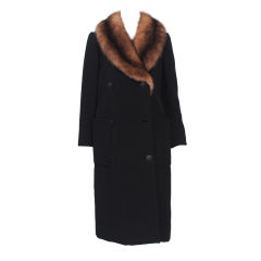 NORELL COAT WITH SABLE COLLAR
