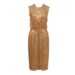 Vintage NORELL GOLD SEQUINED COCKTAIL DRESS