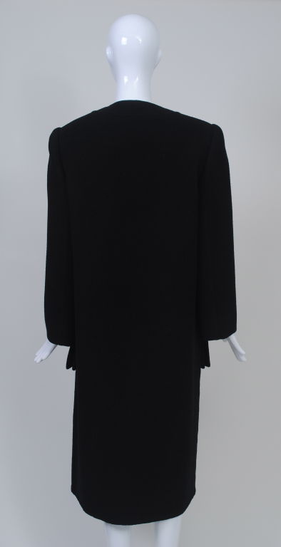 Galanos Black Wool Coat with Patch Pockets In Excellent Condition In Alford, MA