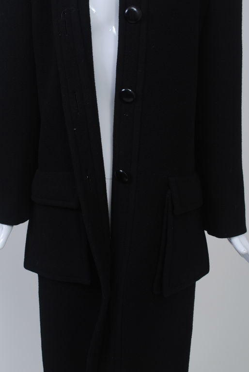 Galanos Black Wool Coat with Patch Pockets 2