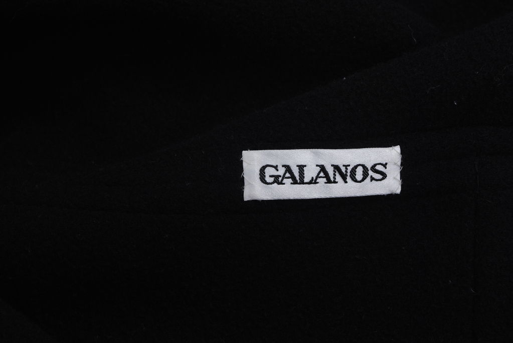 Galanos Black Wool Coat with Patch Pockets 4