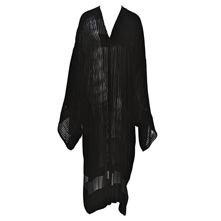 DONNA KAREN VOIDED VELVET LONG KIMONO