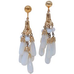 MIRIAM HASKELL OPAL GLASS CHANDELIER EARRINGS