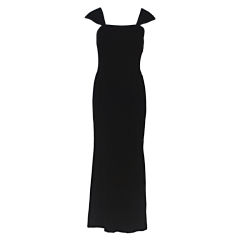 OSCAR DE LA RENTA BLACK VELVET LONG EVENING DRESS