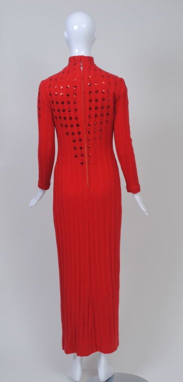Women's Red Maxi Sweater Dress with Paillettes