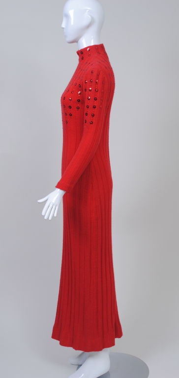 Red Maxi Sweater Dress with Paillettes 1