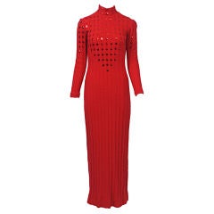 Red Maxi Sweater Dress with Paillettes
